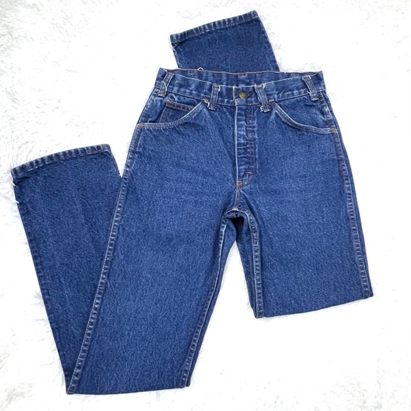 VINTAGE |•SADDLE KING•| Dark Wash Straight Leg Vintage Blue Jeans - Picture 2 of 14